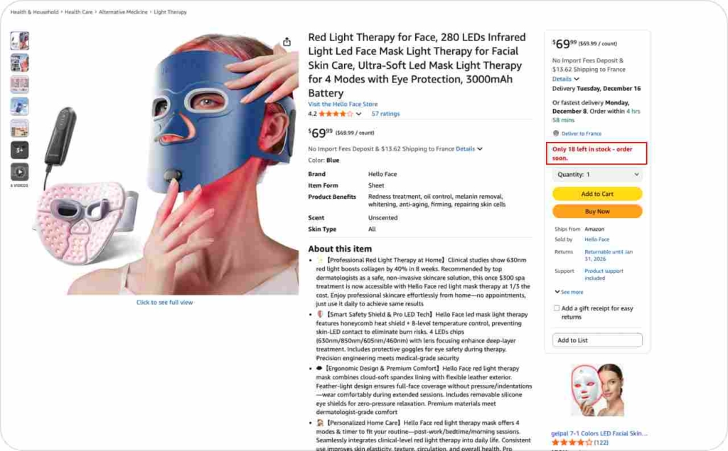 Amazon Red Light Therapy for Face product