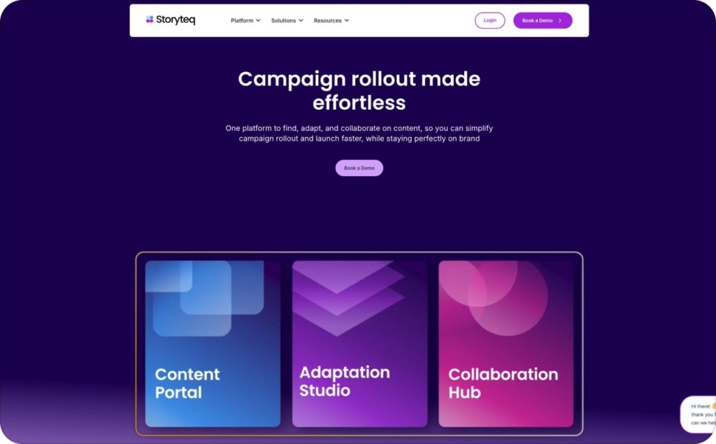 Storyteq landing page screenshot