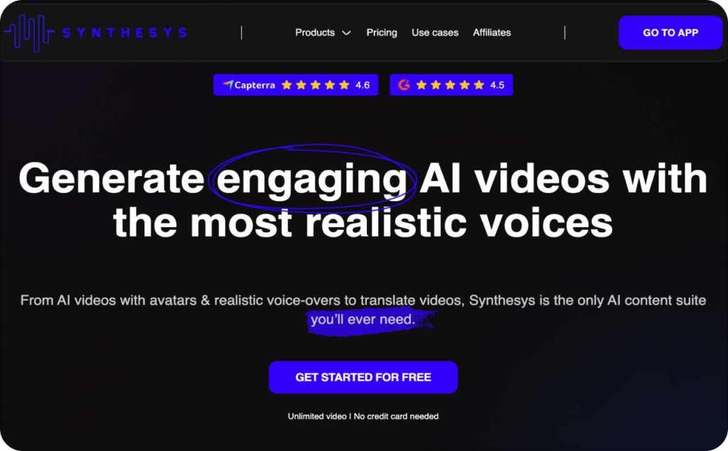 Synthesys landing page screenshot