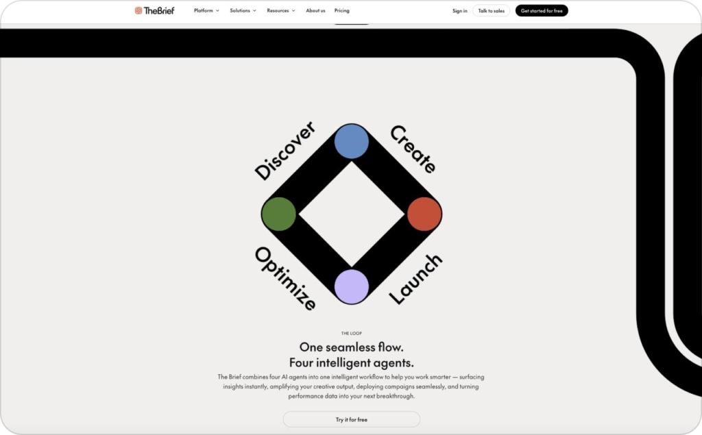 The Brief AI landing page screenshot
