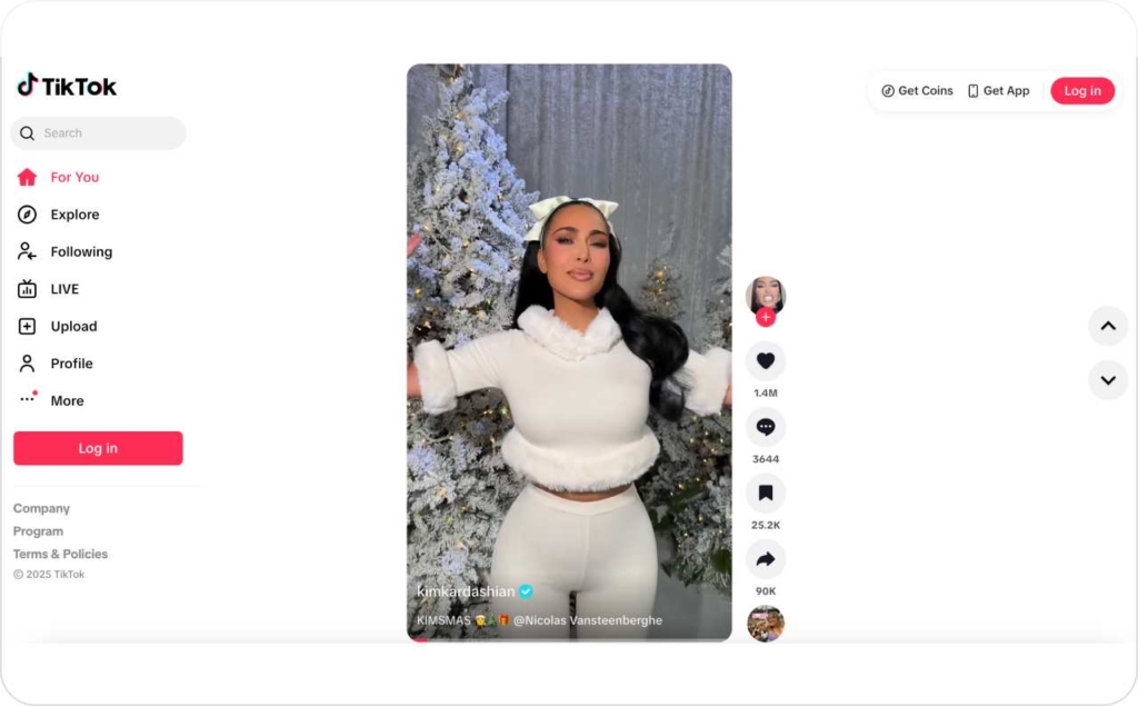 TikTok main page