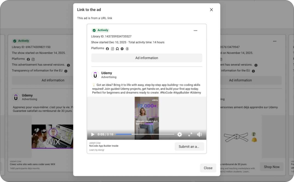 Udemy on Meta Library
