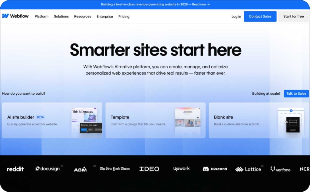 Webflow landing page screenshot