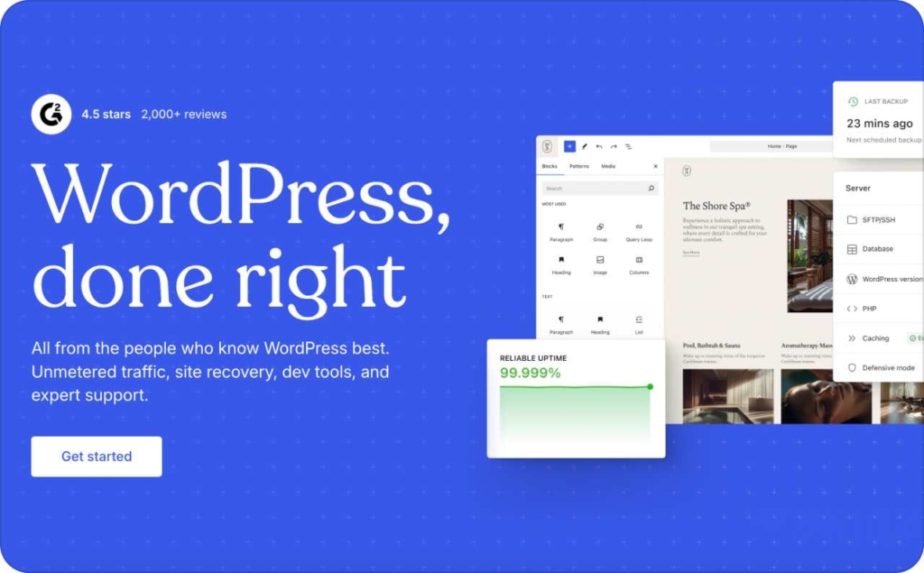 Word Press landing page screenshot