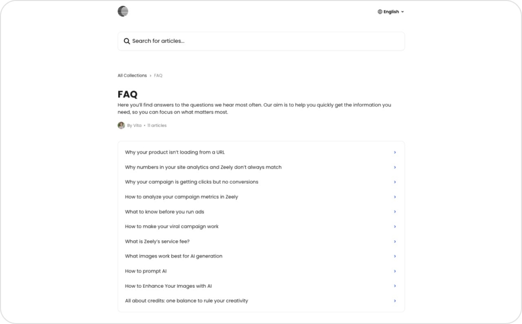Zeely AI FAQ section