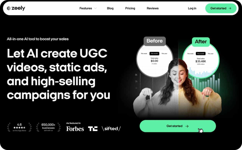 Zeely AI landing page