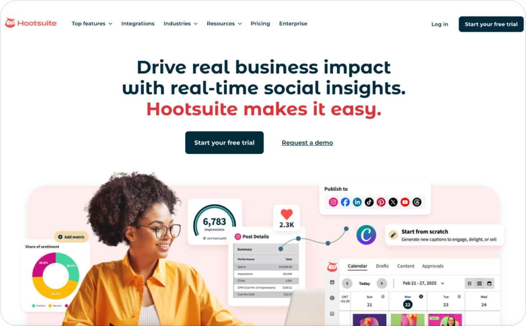 Hootsuite landing page screenshot