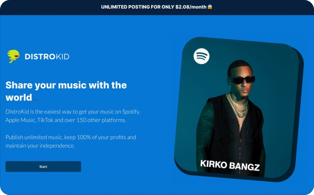 DistroKid pricing page screenshot