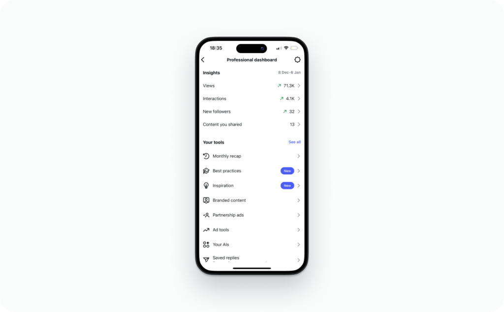 Instagram screenshot, Insights