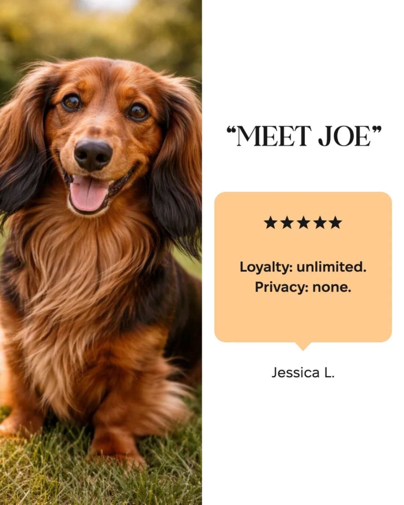 Zeely AI ad with funny caption for pet ad