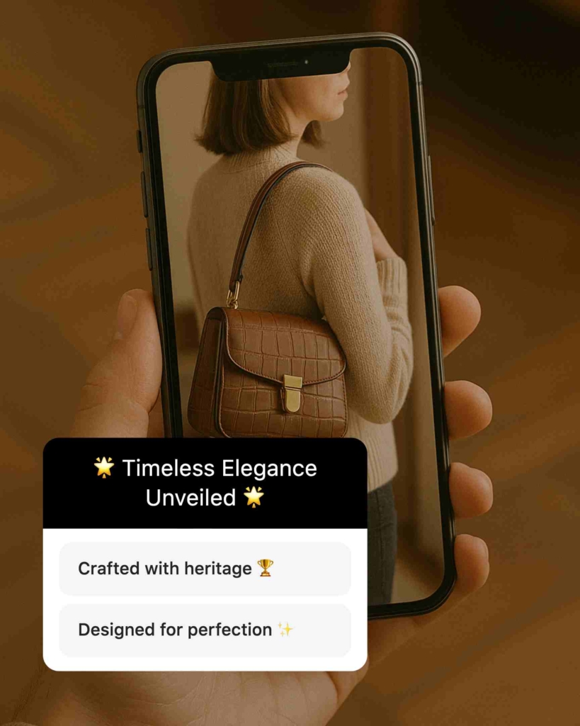 Zeely AI ad portraying a bag for a clothes shop ad