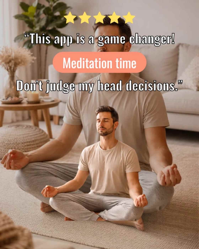 Funny Zeely AI ad for meditation studio ad