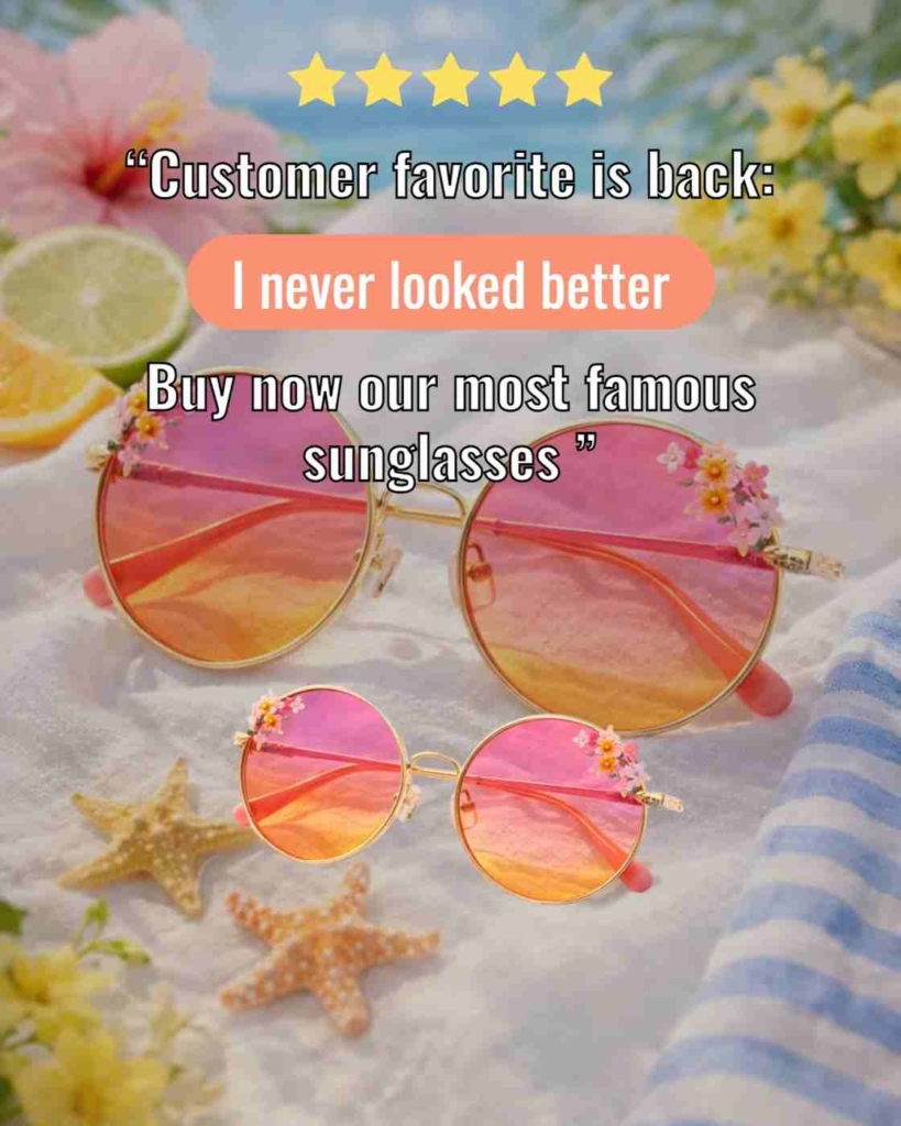 Zeely AI ad of sunglasses