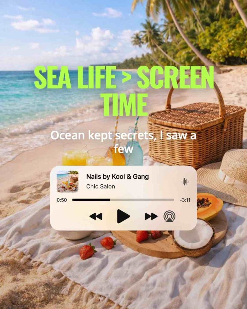 Beach-themed ad with Zeely AI
