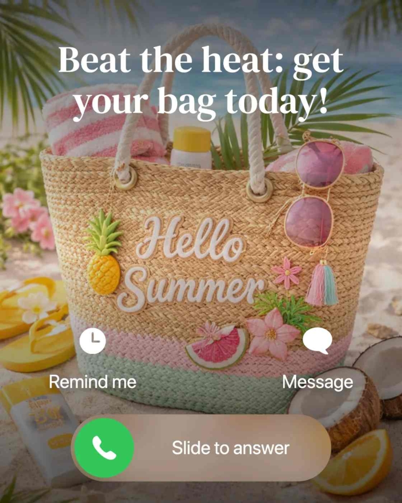 Zeely AI ad of summer bag