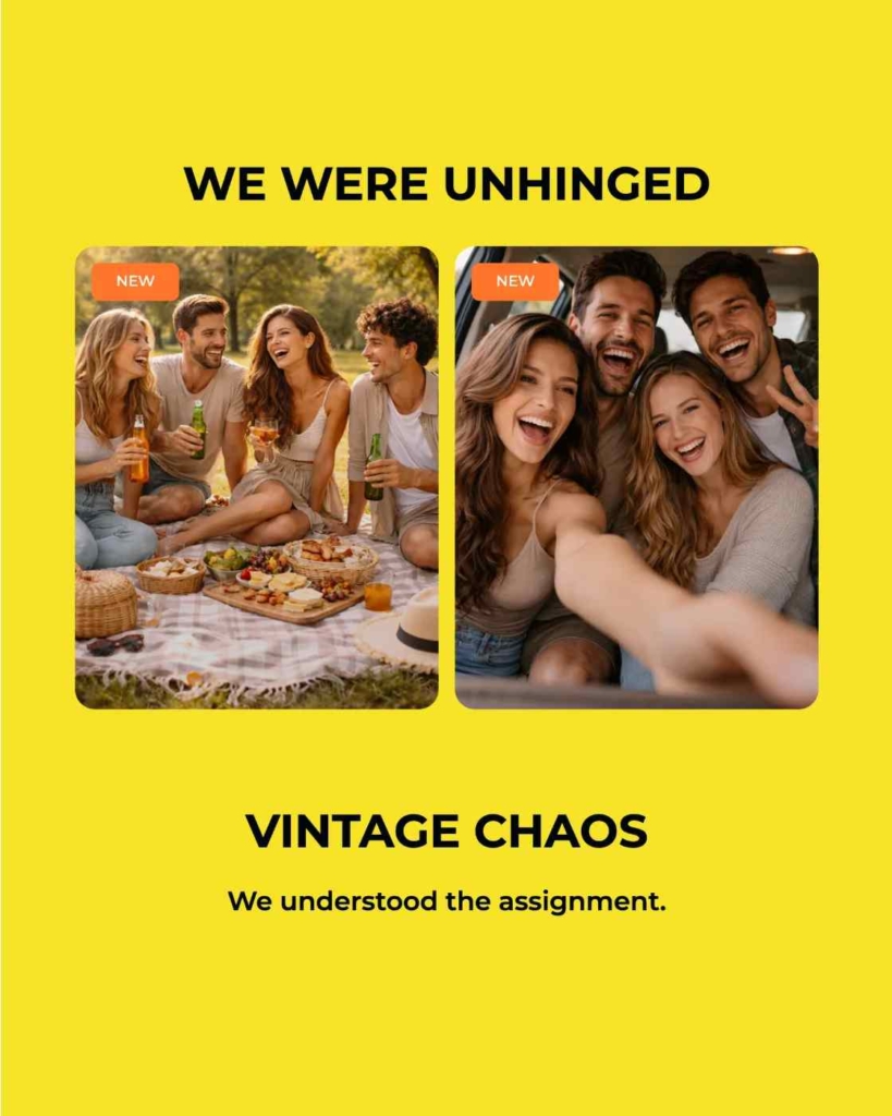 Zeely AI ad with funny caption for friend group