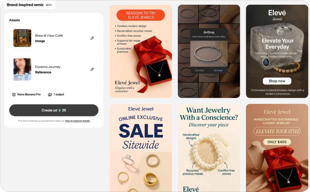 Zeely AI studio, brand-inspired remix screenshot