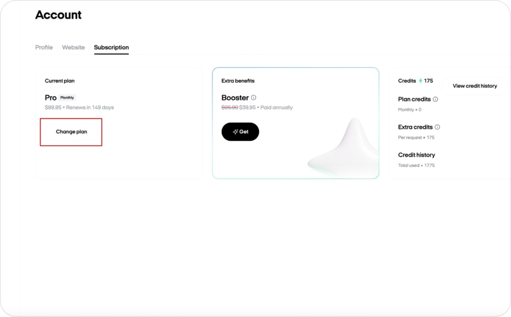 Zeely AI user account screenshot