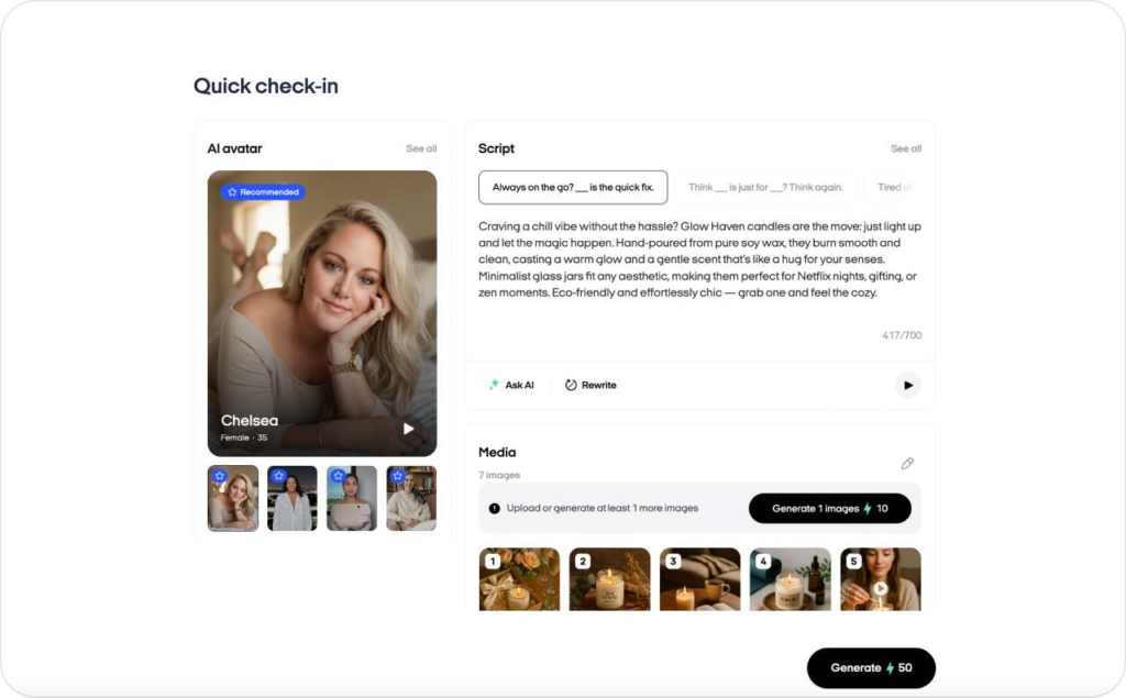 Zeely AI video check-in screenshot