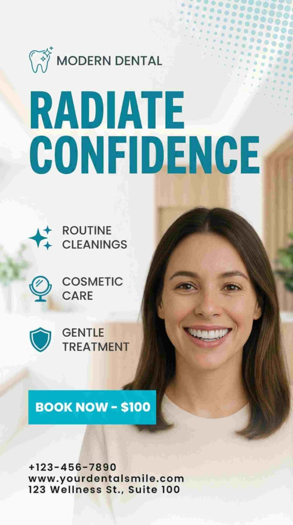 Dentist ad by Zeely AI example