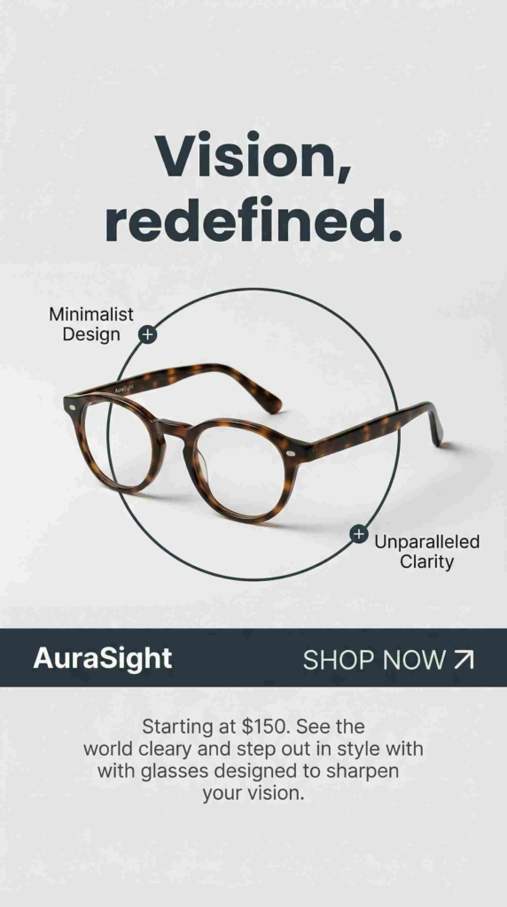 Glasses ad Zeely AI example