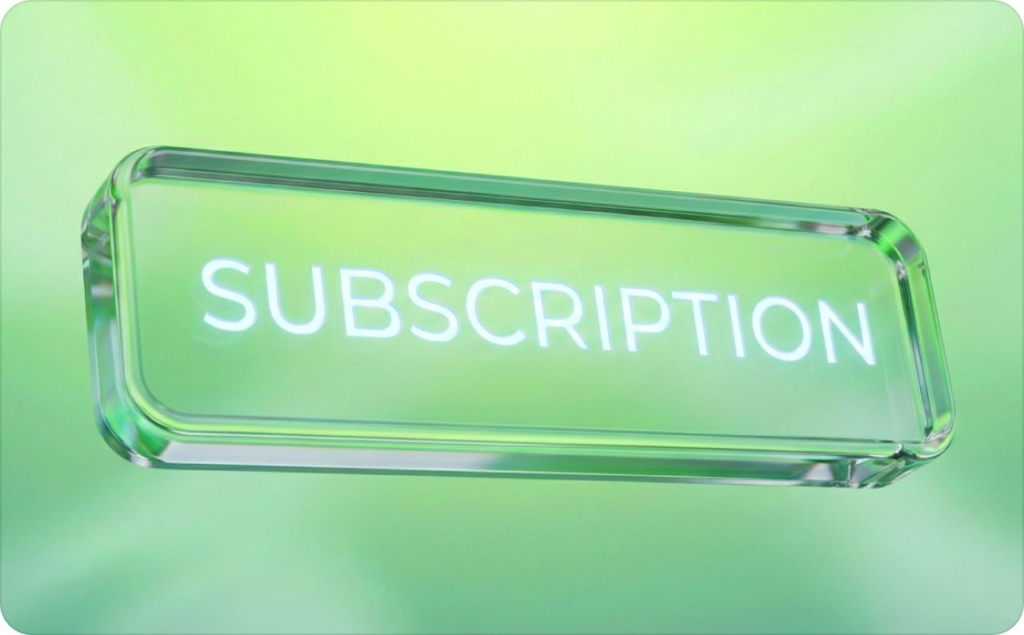Transparent subscription button on light green background