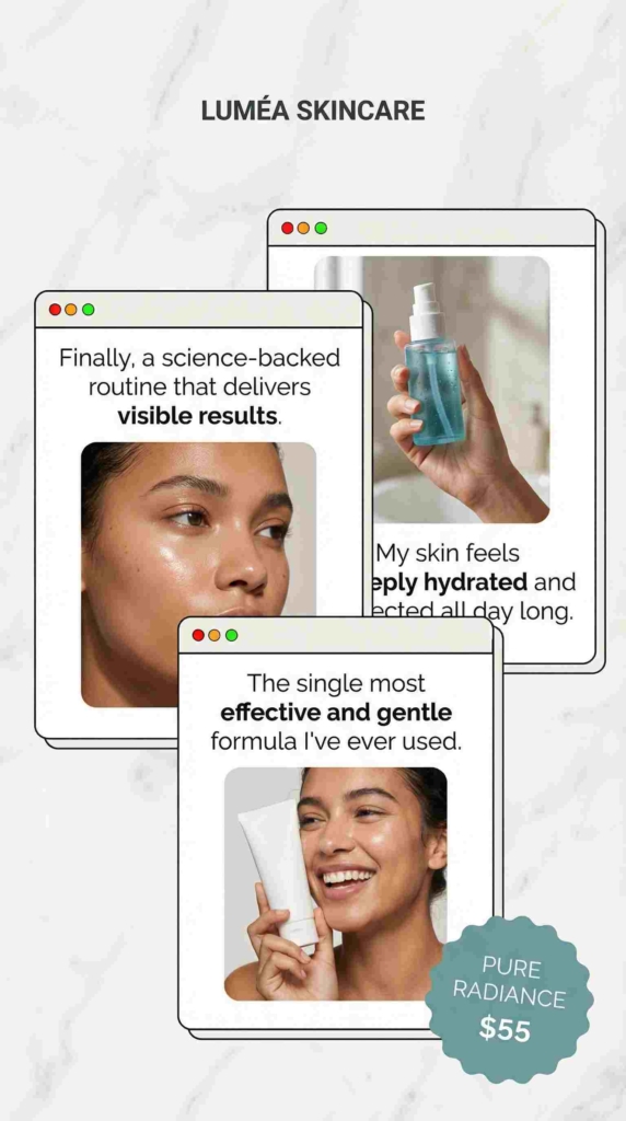 Skincare ad example by Zeely AI