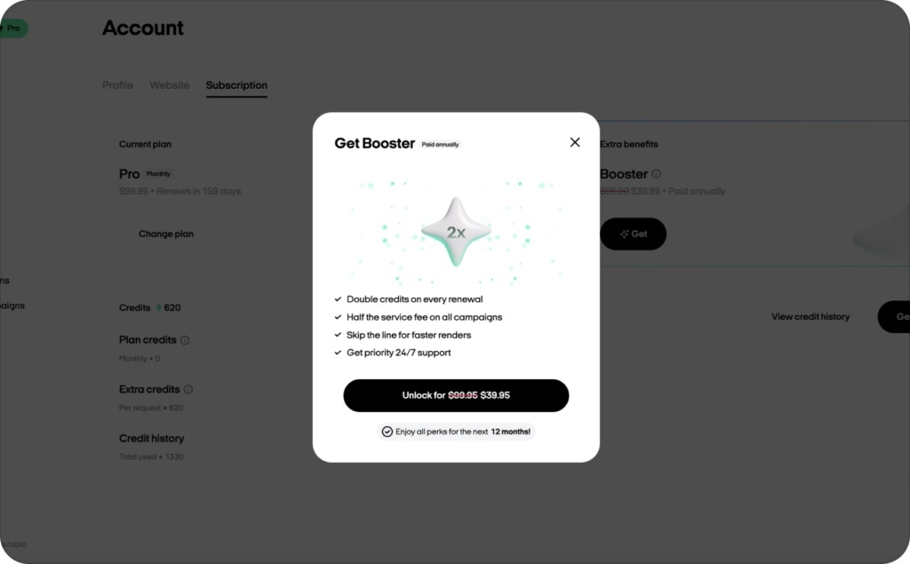 Screenshot of Zeely AI Booster