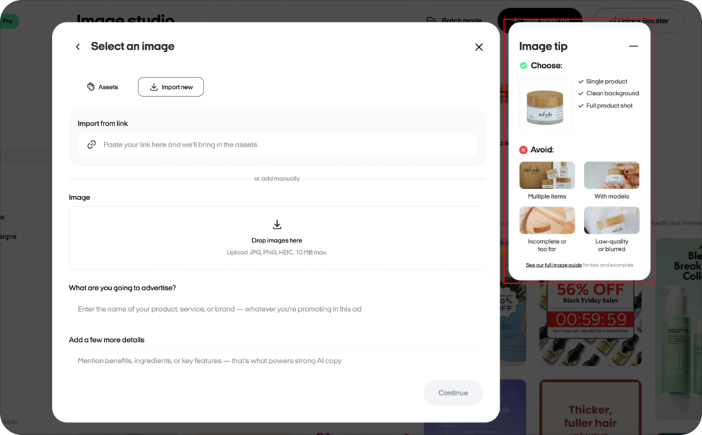 Zeely AI studio, select an image example