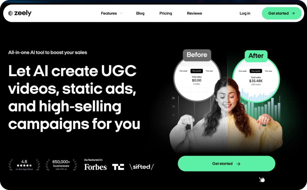 Zeely AI ad generator landing page