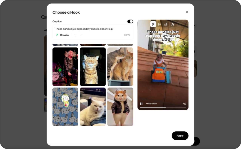 Zeely AI hooks screenshot