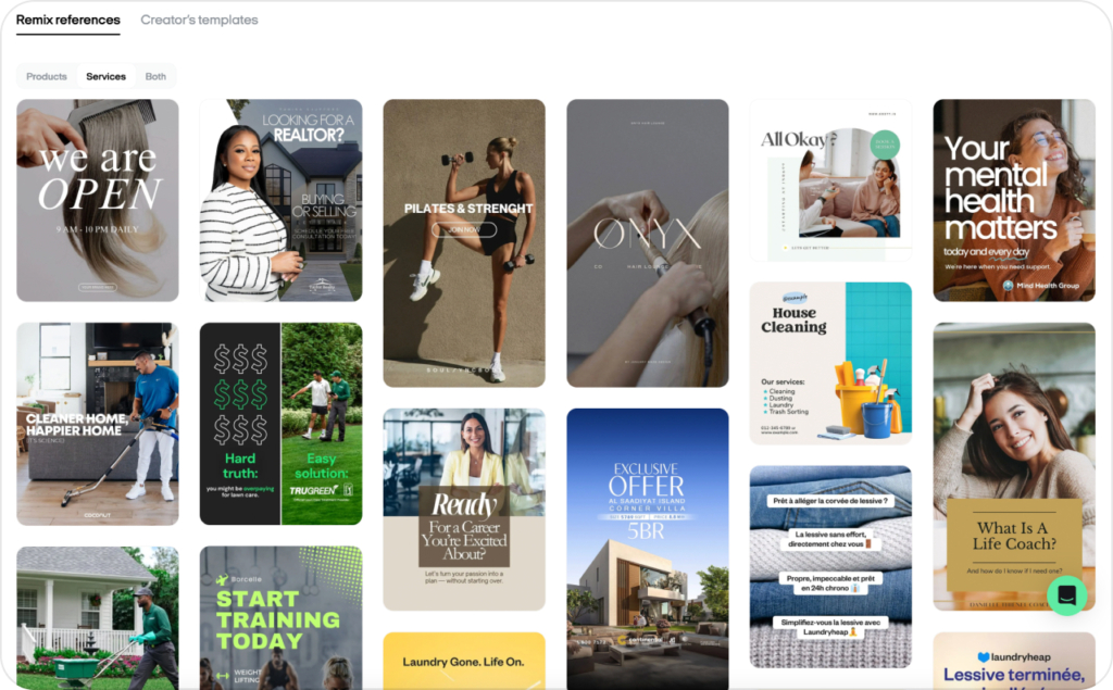 Zeely AI studio, static ad templates example