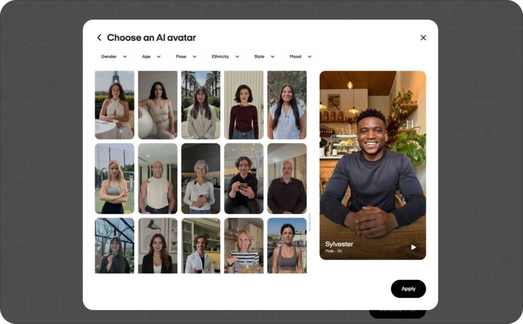 Zeely AI avatars screenshot