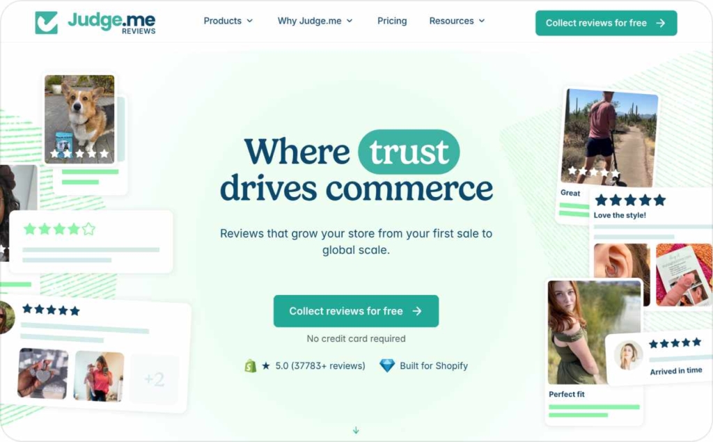 Judge.me landing page screenshot