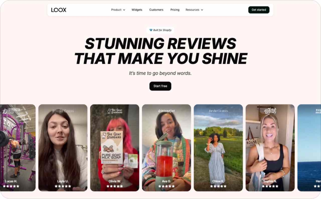 Loox landing page screenshot