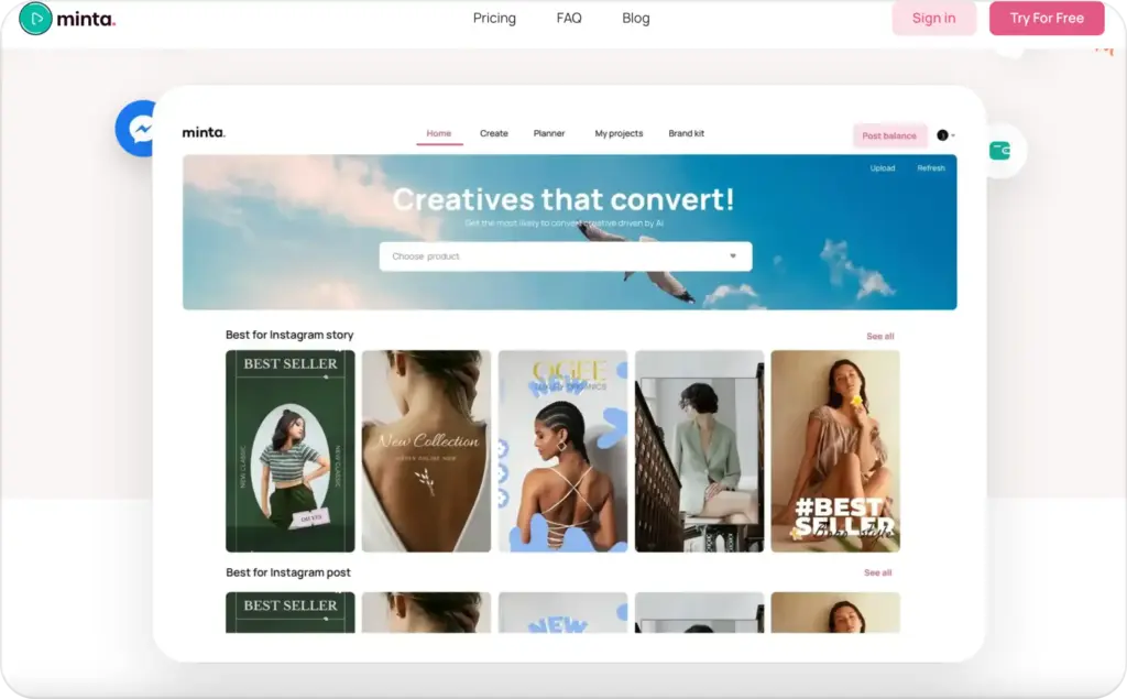 Minta landing page
