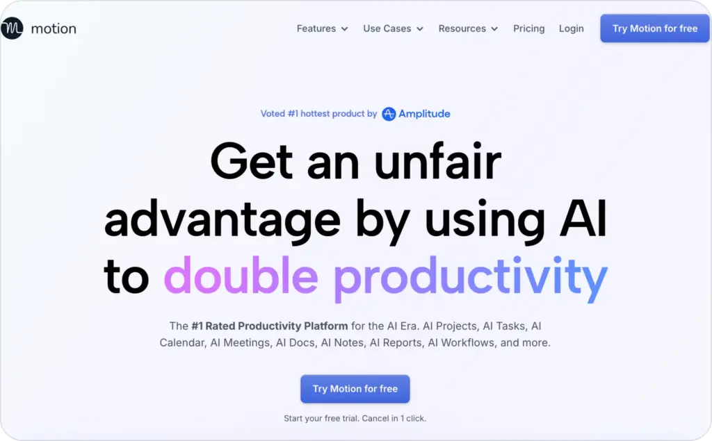 Motion landing page
