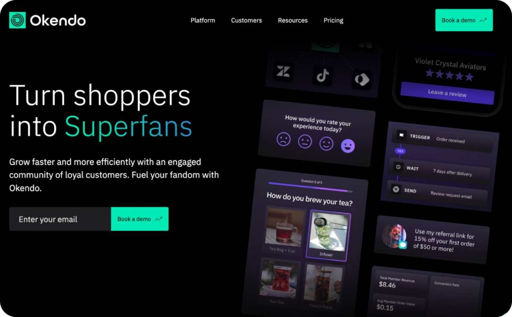 Okendo landing page screenshot