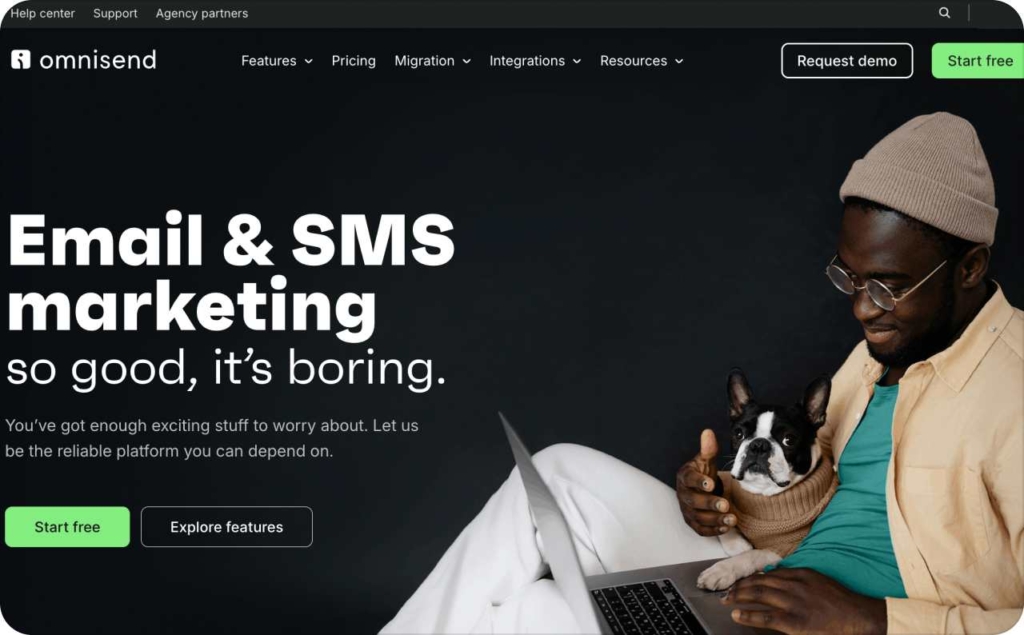 Omnisend landing page screenshot