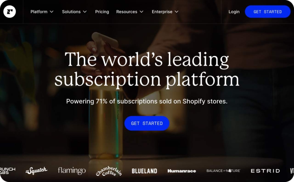 Recharge landing page screenshot