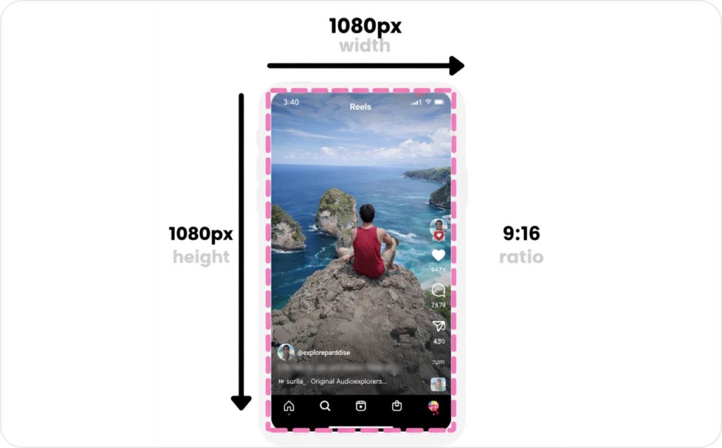 Instagram Reels Size and Dimensions screenshot