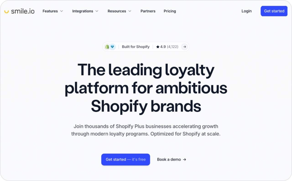 Smile.io landing page screenshot
