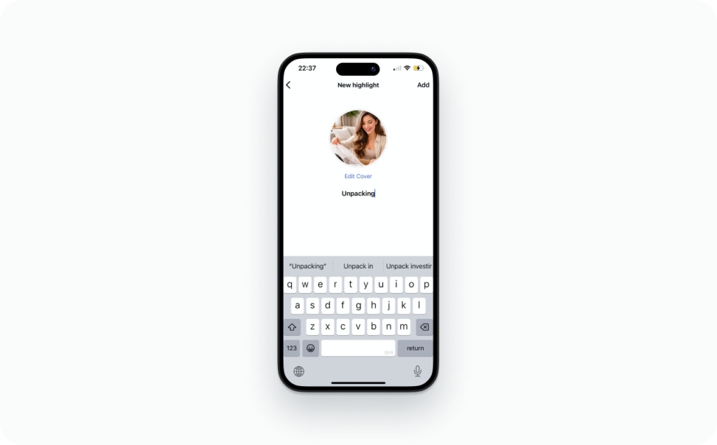Editing a story highlights on Instagram screenshot