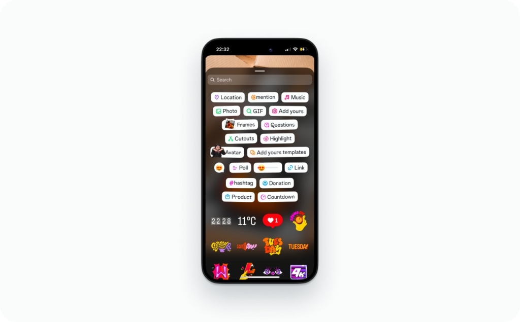 Story stickers on Instagram screenshot