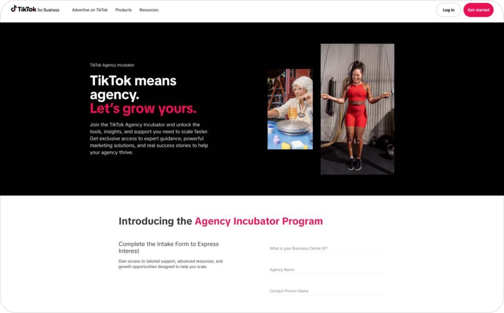 TikTok landing page screenshot