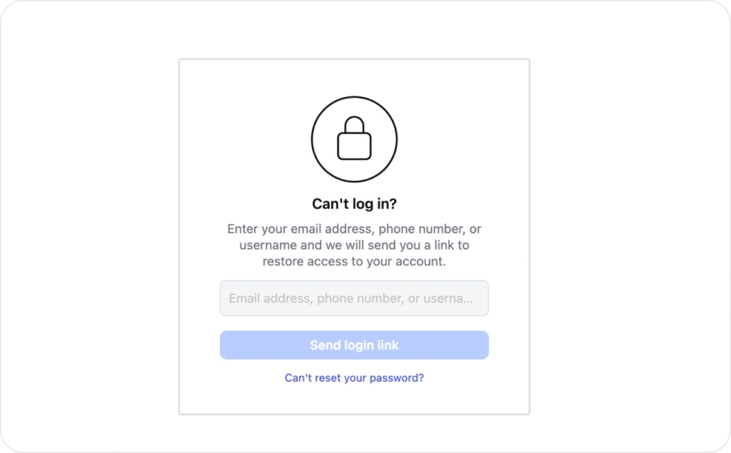 Can't log in into account on web screenshot