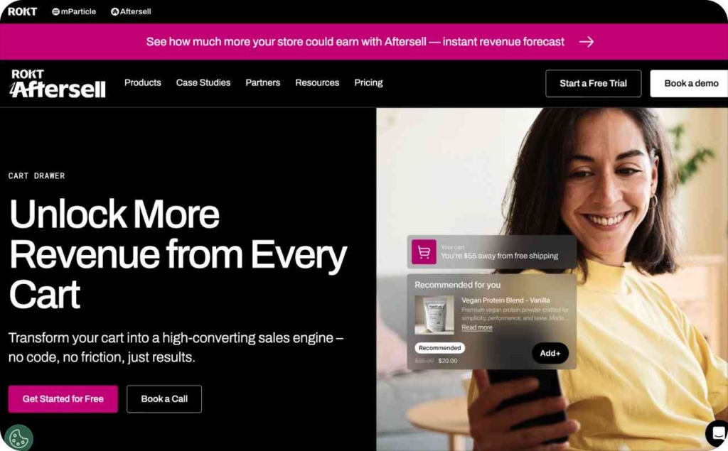 UpCart Cart Drawer landing page screenshot