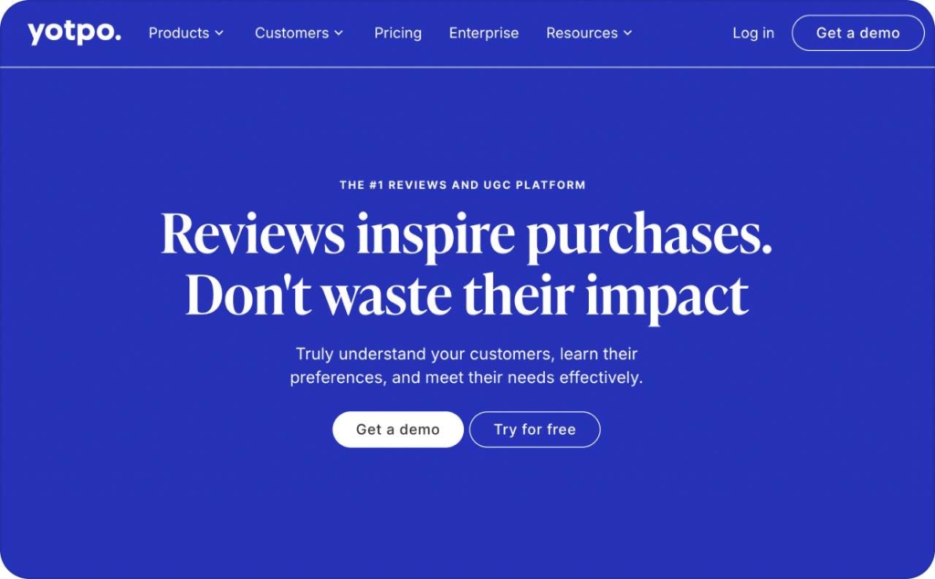Yotpo Reviews landing page screenshot
