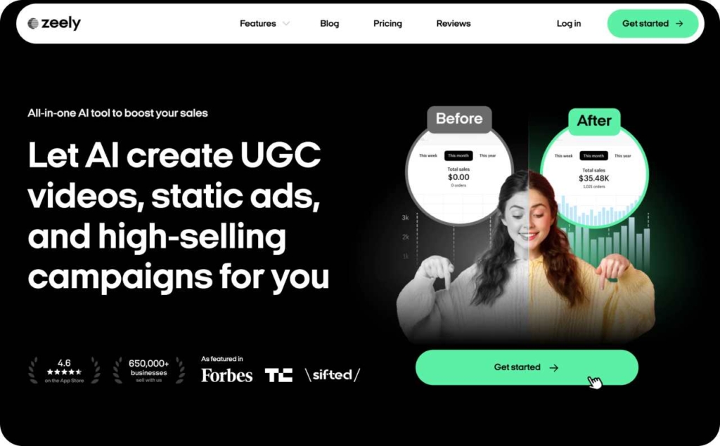 Zeely AI landing page screenshot