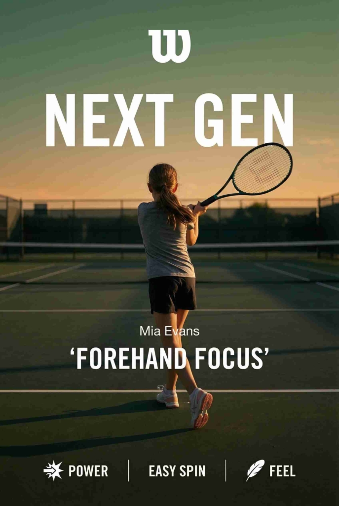 Tennis racket ad example by Zeely AI